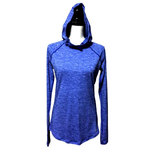 Under Armour Run HeatGear Hoodie Fitted Long Sleeves Blue Oversized Size Small - Picture 4 of 11